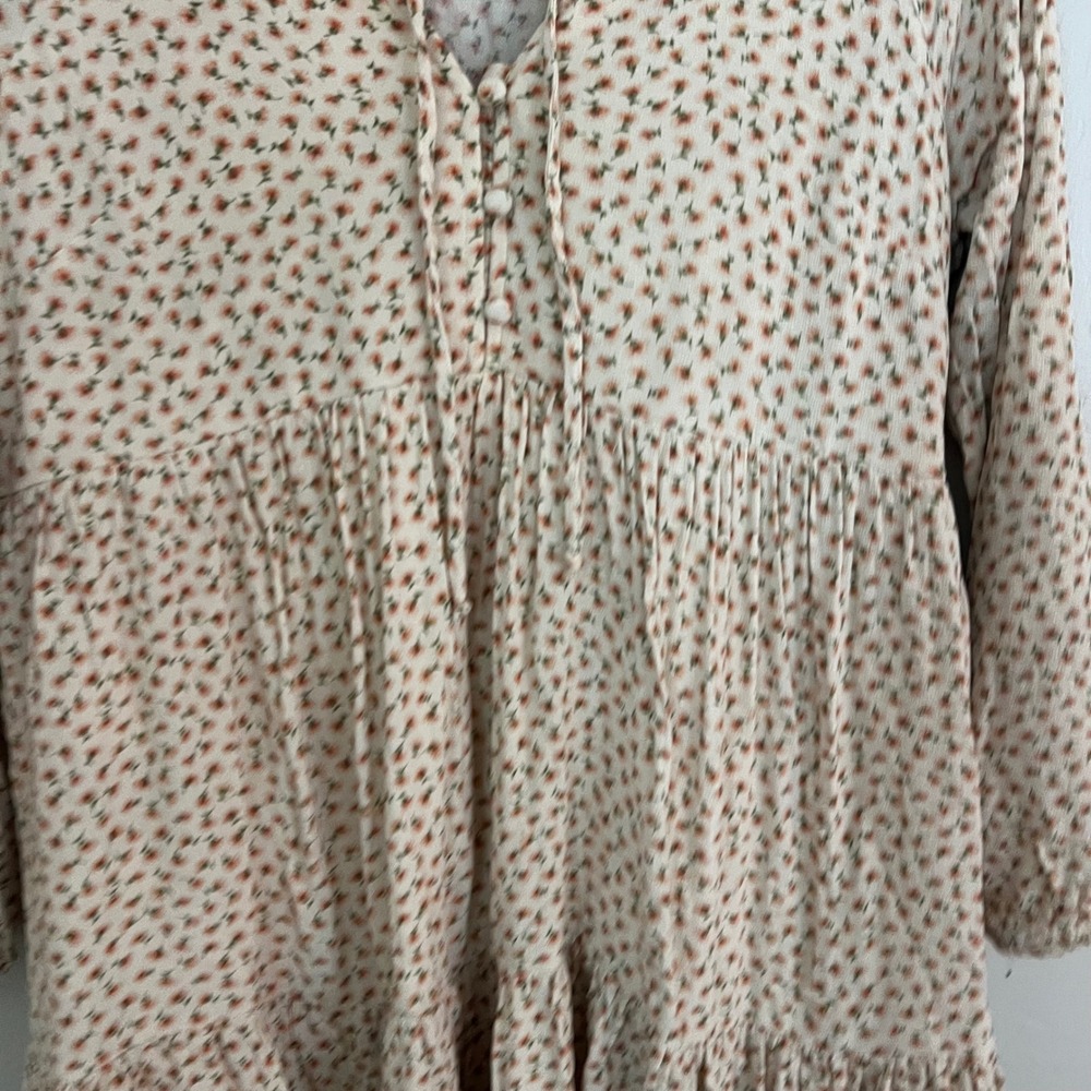 American‎ Eagle Ditsy Floral Print Mini Dress Tiered Long Sleeve Medium - Picture 3 of 10